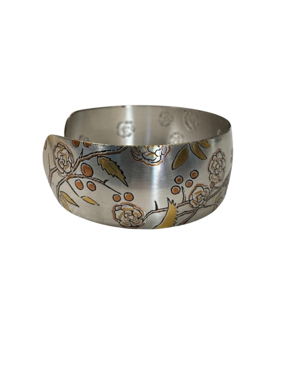 VTG Reed & Barton Damascene Geisha & Floral Design Cuff Bracelet - Picture 7 of 8